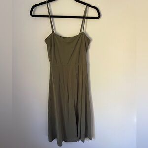 Lulu’s Kenzee Washed Olive Green Sleeveless Midi Dress